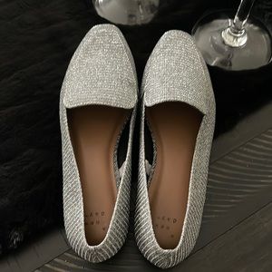 Silver glitter loafers